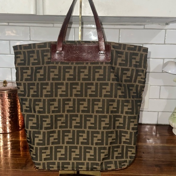 Fendi Handbags - Fendi zucca folding tote shopper. Nylon and leather. 71156101992